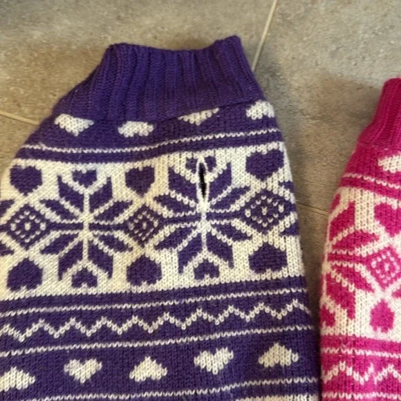 Pink & Purple Fair Isle Puppy Sweaters 10-20 lb dog size - Picture 3 of 4